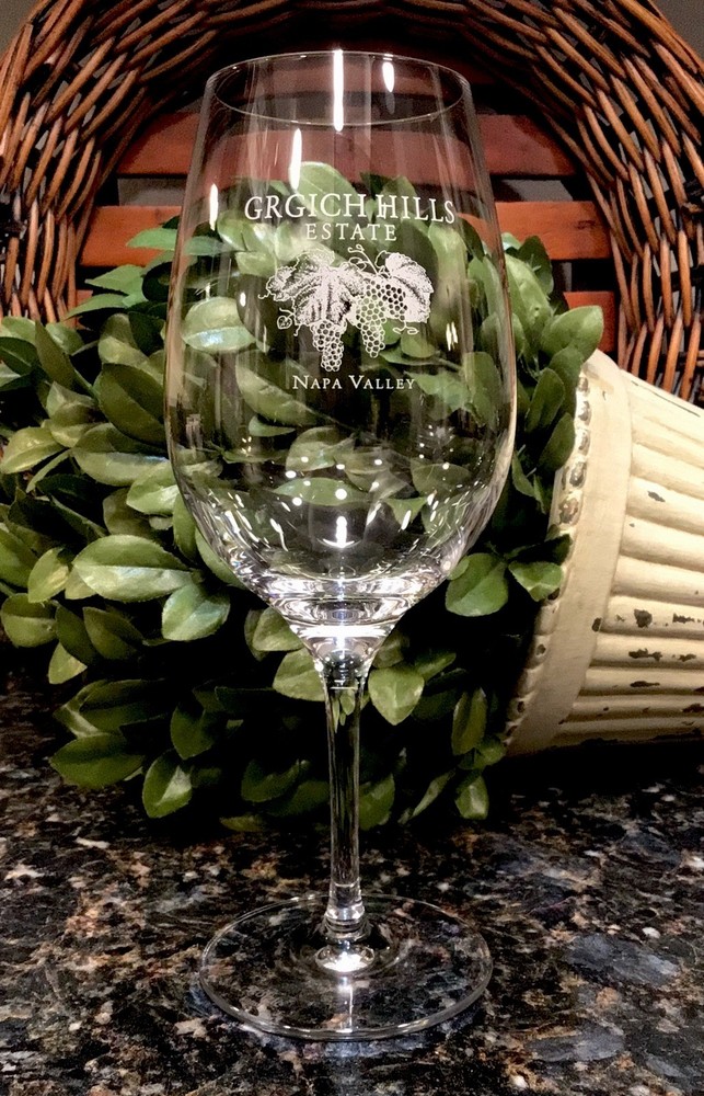 GRGICH HILLS Estate Etched Stölzle Lausitz Wine Glass Napa Valley ~ PRISTINE!