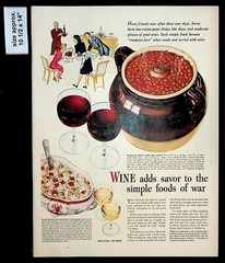 1944 Wine Advisory Board Beans Pot Meal Fish Chowder Vintage Print Ad 38796