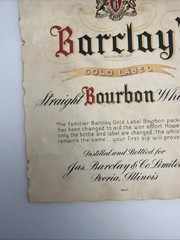 1950s-70s Barclays Bourbon Whiskey Liquor Label Original 3B-56