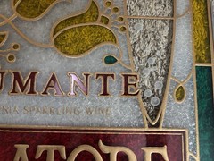 VINTAGE 1980’S SPUMANTE BALLATORE WINE STAINED GLASS SIGN 18.5” X 17”