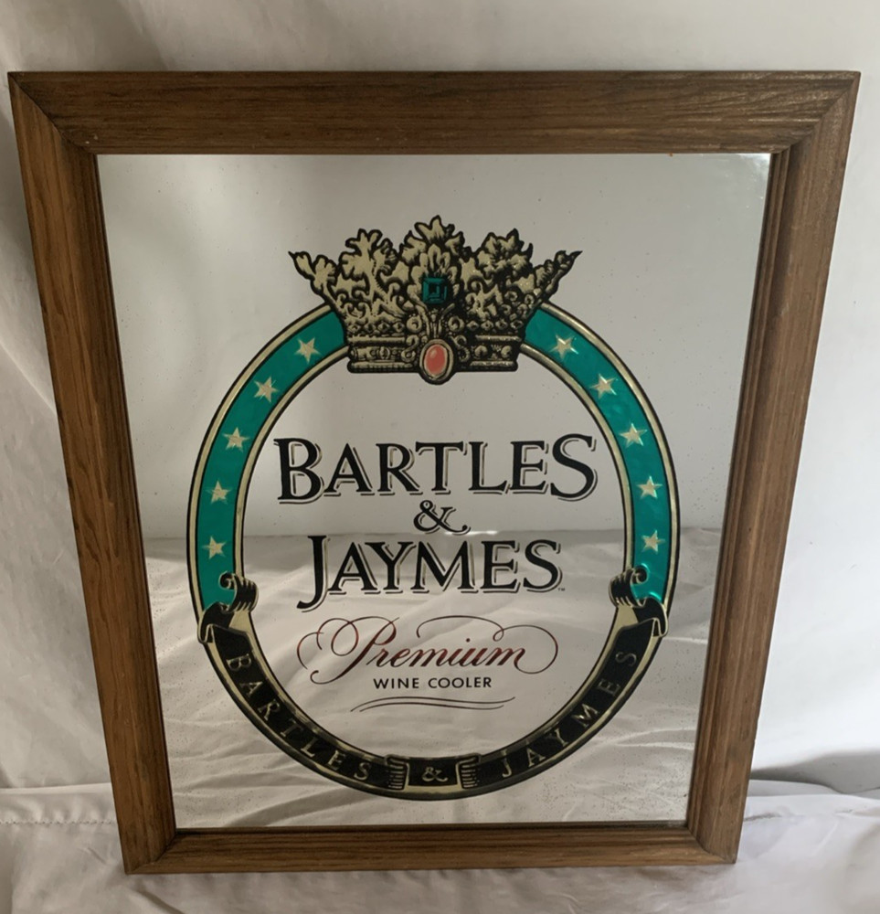 Vintage BARTLES & JAYMES Premium Wine Cooler Logo ~ Bar Mirror ~ 19&Prime; x 15.5&Prime;