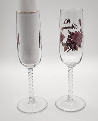 Vintage Banawe Canada 40th Anniversary Champagne/ Wine Glass Flute Rare Red Rose
