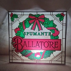 RARE Christmas Holiday Ballatore Spumante California Sparkling Wine Glass Sign