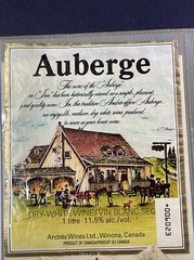 Vintage 1982 Brights Winery Auberge Dry White Wine UNUSED Paper Label Q163