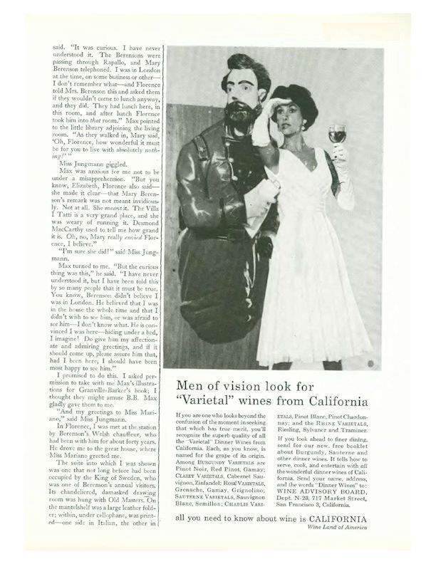 1960 California Varietal Wines PRINT AD Wine Land of America