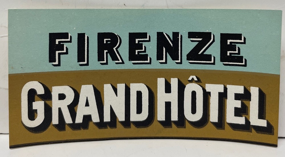 Vintage Firenze Grand Hotel Italy Luggage Ad Travel Label