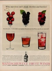 1959 Wine Alcohol Manischewitz Fruit 50s Vintage Print Ad Cherry Blackberry