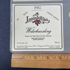 Vintage 1982 Inniskillin Winery Welschriesling Wine UNUSED Paper Label Q91