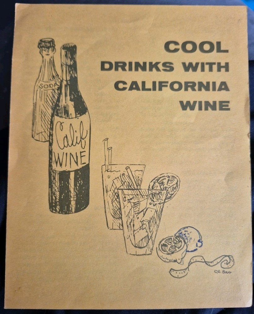 Vintage 1960&rsquo;s Cool Drinks With California Wine Pamphlet Recipes Ephemera