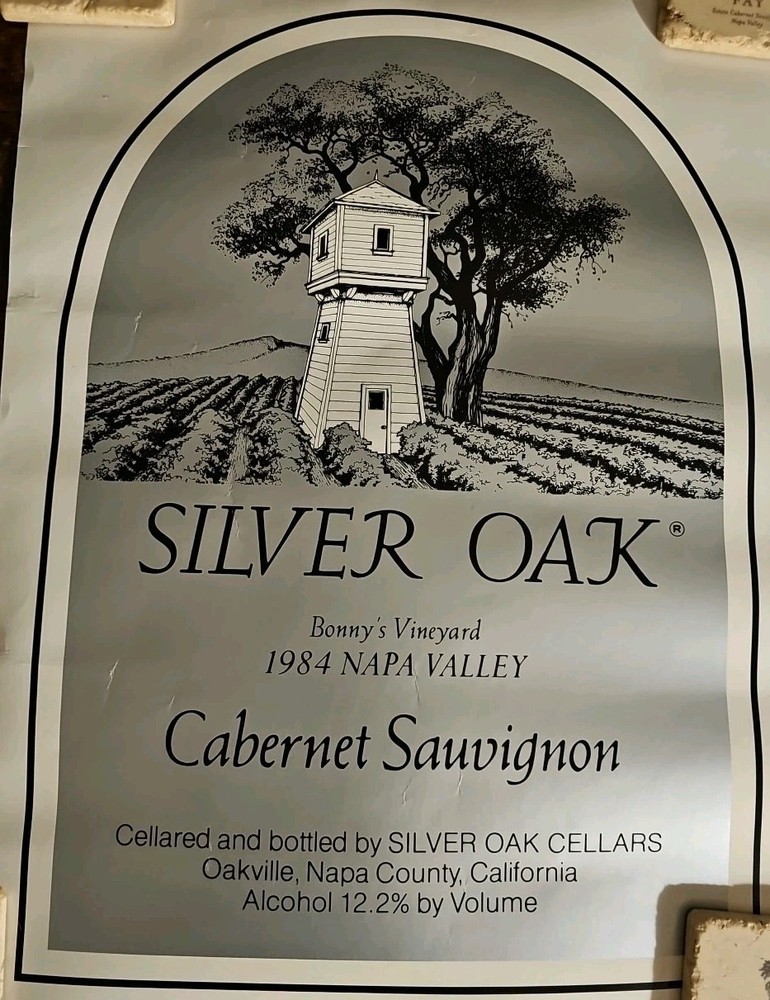 Silver Oak 1984 Napa Valley Cabernet Sauvignon Bonny&rsquo;s Vineyard Poster NOS 24×18
