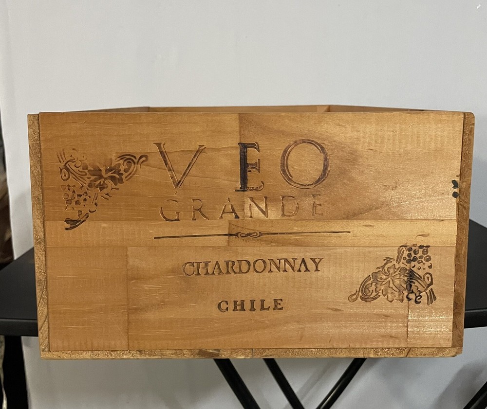 Veo Grande Wood Wine Box Crate Chardonnay Chile Gift