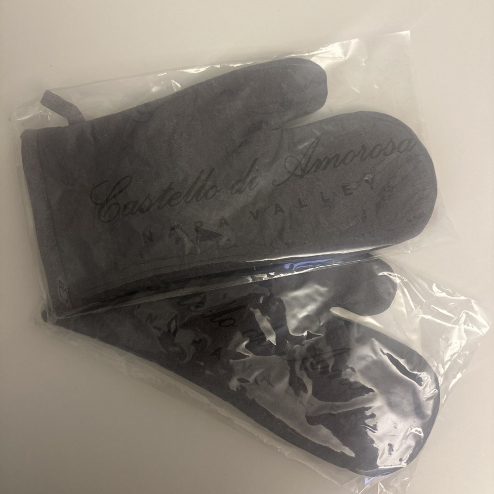 Castello Di Amorosa Winery Qty 2 Oven Mitts Napa Valley California Brown Logo