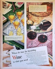 Lot of 3 Vintage 1946 Cali Wine Advisory Board Print Ad Ephemera Wall Art Decor