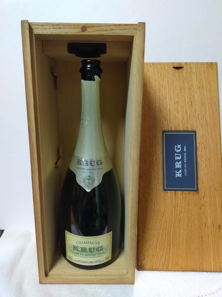 Krug Clos du Mesnil 2004 Empty Glass Bottle Champagne Wood Box From Japan