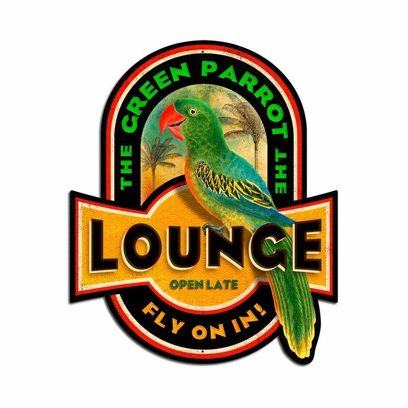 The Green Parrot Lounge Plasma Cut Metal Sign