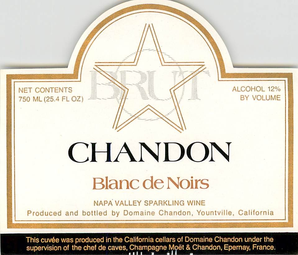 Domaine Chandon Blanc de Noirs Napa Yountville CA 1970s 1980s Vtg Wine Label