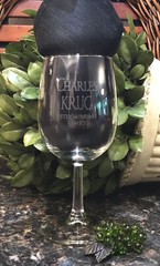 RARE Vintage CHARLES KRUG Peter Mondavi Family Wine Glass Napa Valley PRISTINE!