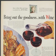 1945 California Red Wine Burgundy Claret Dinner Food photo art decor print ad