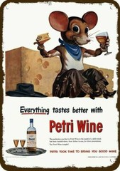1949 COWBOY MOUSE DRINKS PETRI WINE Vintage Look *DECORATIVE REPLICA METAL SIGN*