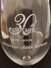 Matanzas Creek Winery: CA – 30th – 1978-2008 – Wine Glass – 7-1/2&Prime; Tall – Riedel