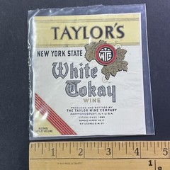 Vintage 1930s Taylor&rsquo;s White Tokay Wine UNUSED Paper Label Hammondsport Q2178