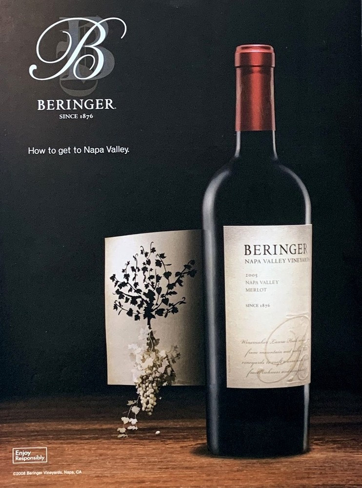 2008 BERINGER Napa Valley Vineyard Since 1876 Original Magazine PRINT AD