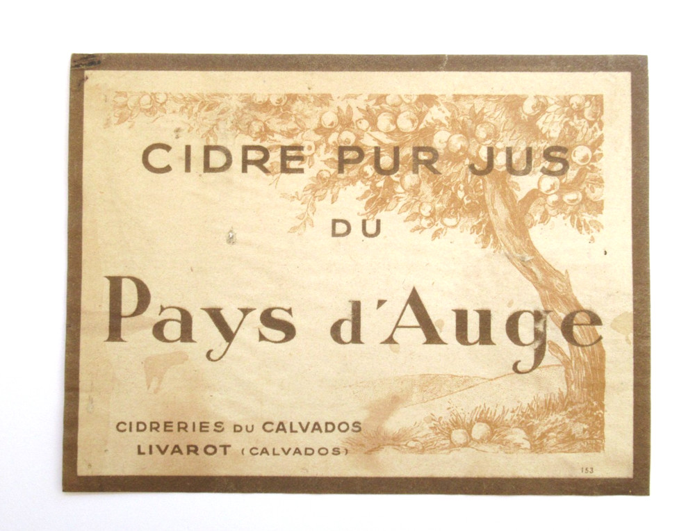 Vintage French Wine Label Cidre Pur Jus du Pays d&rsquo;Auge Pure Juice Cider France