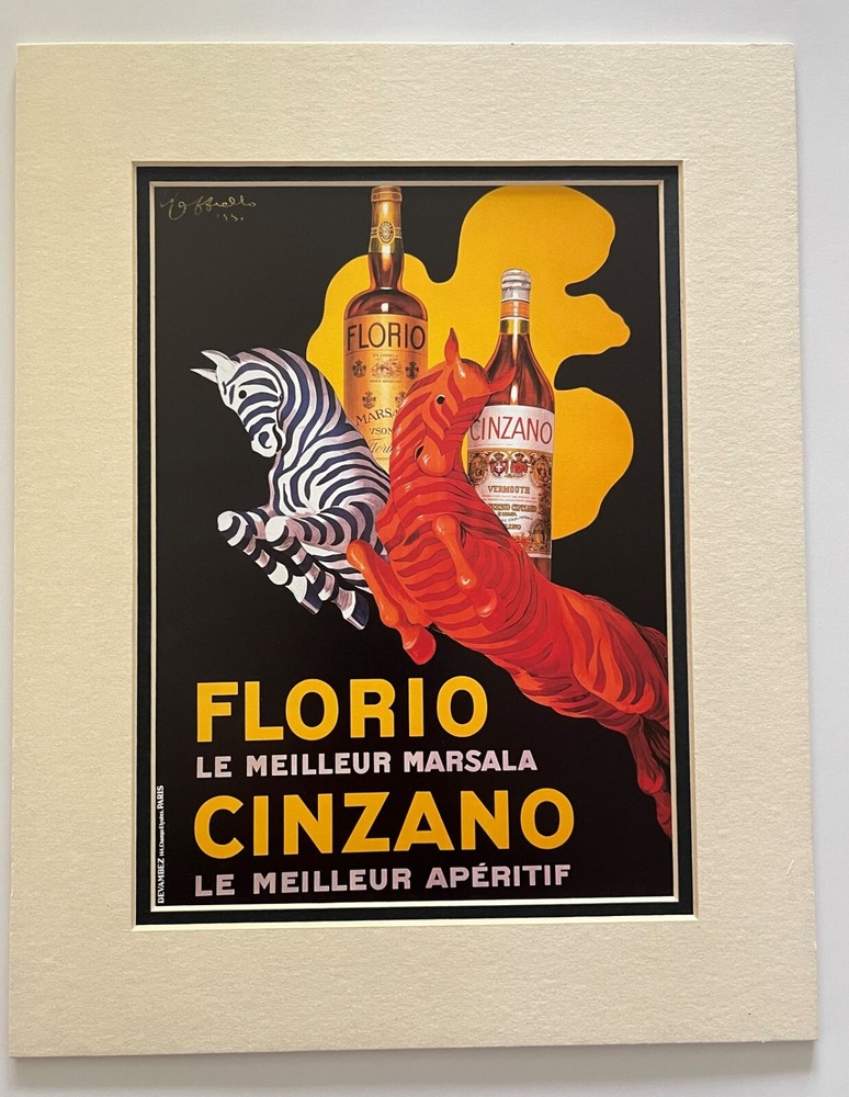 FLORIO MARALA CINZANO VERMOUTH APERITIF COLORFUL PRINT ON 11X14 MATTE BOARD