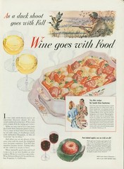 1944 California Wine Duck Shoot Recipe Lamb Stew Sauterne Apple Vtg Print Ad L23