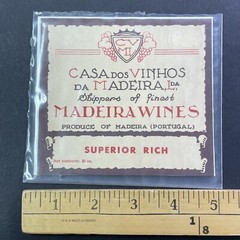 Vintage 1930s Casa Dos Vinhos Da Madeira Superior Rich UNUSED Paper Label Q2181