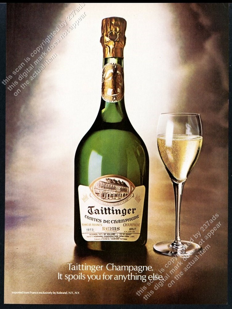 1983 Taittigner Comtes de Champagne 1973 bottle photo vintage print ad