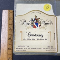 Vintage Reif Estates Winery Chardonnay White Wine UNUSED Paper Label Q172