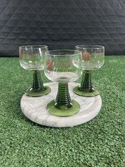 Set Of (3) Weinkellerei Honingshofe e.G Pfedelbach Beehive Glasses Emerald Green