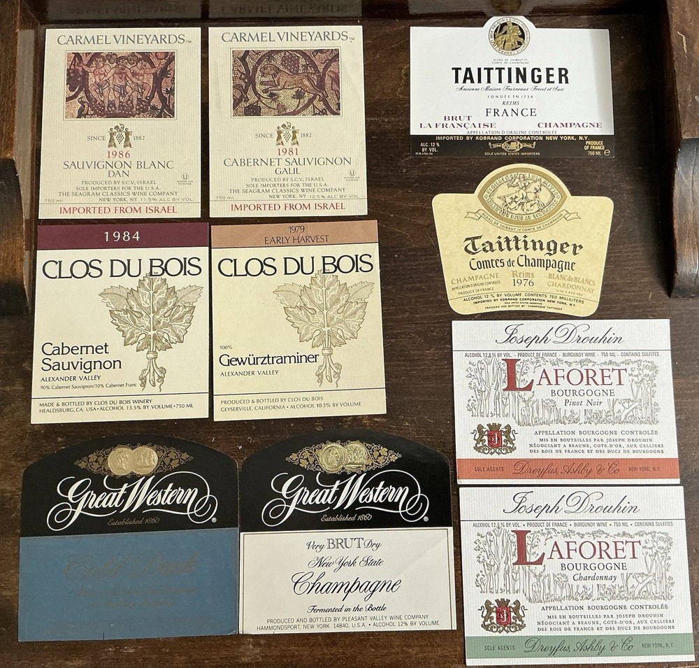 Vintage Premium Wine Labels Lot 10 Taittinger Joseph Drouhin Clos Du Bois 1970s