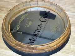 Vintage Mouton Cadet Mirrored Wine Beer Whiskey Barrel Bar Sign Mirror 16” 1982