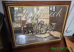 Vtg INGLENOOK Winery 1986 Wooden Framed Smoky Glass Mirror Bar Wall Sign