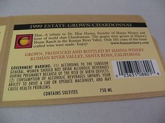 Vintage 1999 Elias Chardonnay Wine Label Russian River Valley Estate Grown CA