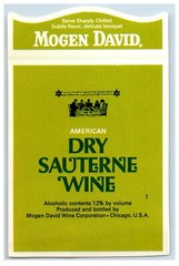 1960&rsquo;s-70&rsquo;s Mogen David Dry Sauterne Wine Wine Label Original S59E