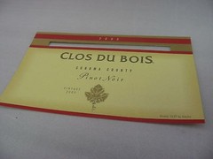 Clos Du Bois 2000 Pinot Noir Wine Label Sonoma County CA Vintage Collectible