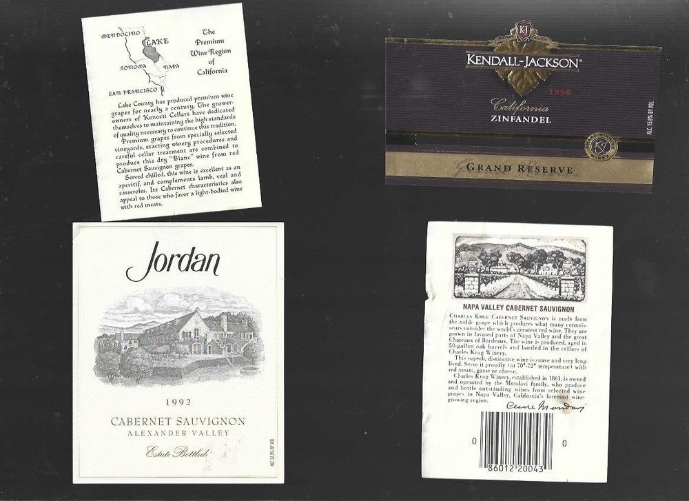 Lot of 4 different Wine bottle labels #16