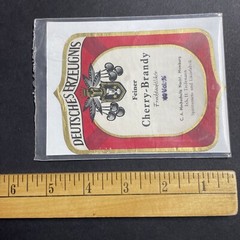 Vintage 1920s Deutsches Erzeugnis Cherry Brandy UNUSED Paper Label Hamburg Q1944