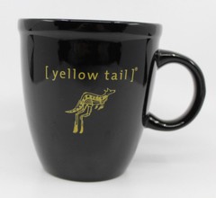 Yellow Tail Wines Australian Black Ceramic Coffee Mug Cup Yellow Kangaroo Rare