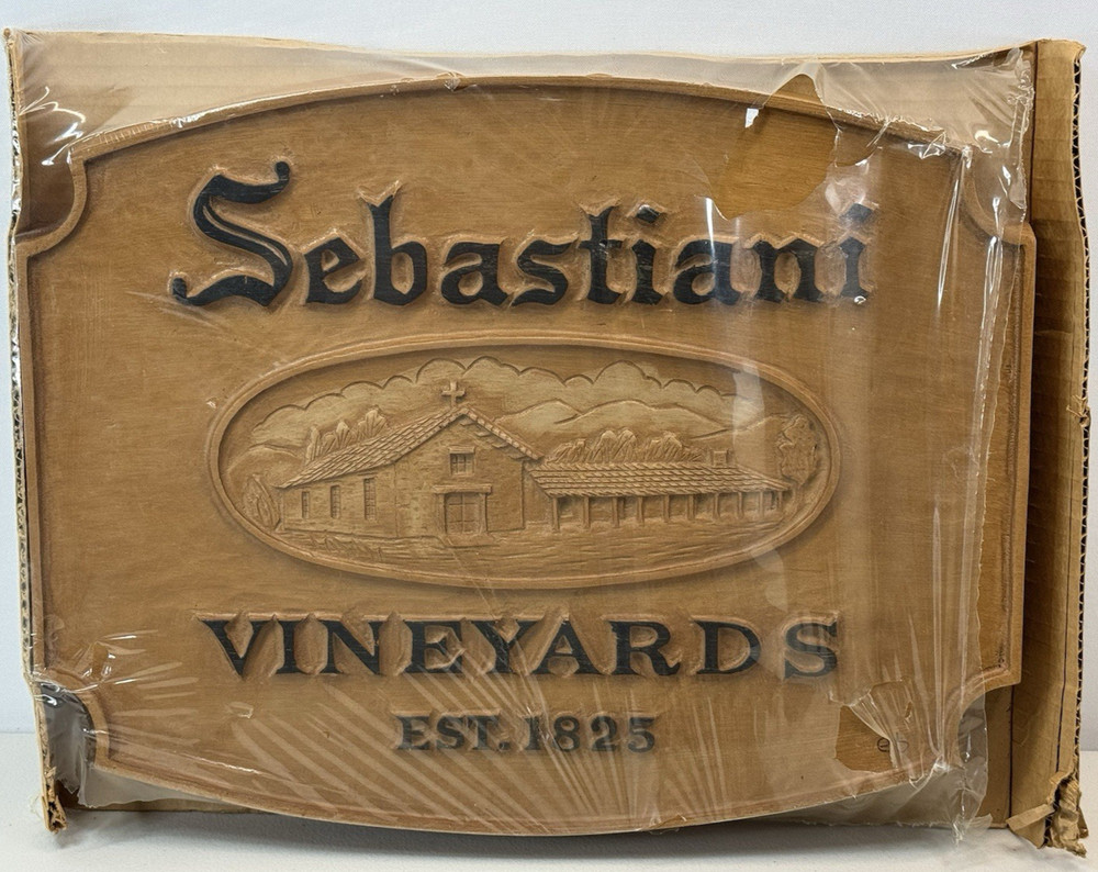 Sebastiani Vineyards Wall Sign Plaque RARE Vintage Sonoma CA NAPA Winery Wine