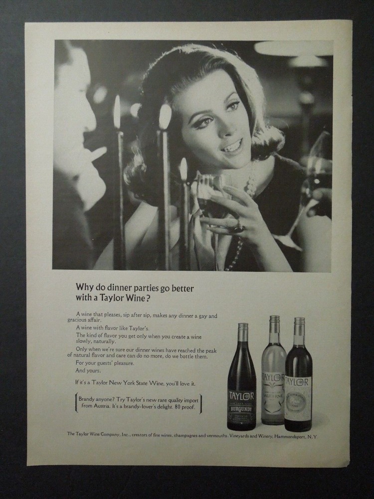 1967 TAYLOR WINE COMPANY Magazine Ad – Dinner Parties go Better With Taylor Wine