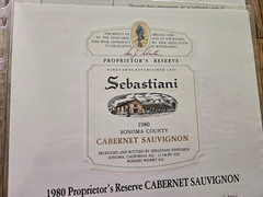 Lot of 7 SEBASTIANI Wine Labels w/Fact Sheets in Plastic Sleeves ~ 1980&rsquo;s