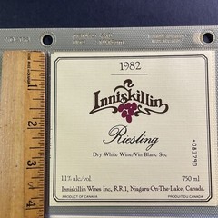 Vintage 1982 Inniskillin Winery Riesling Wine UNUSED Paper Label Niagara Q88