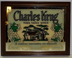 Vintage CHARLES KRUG Napa Valley Wines Advertising Bar Mirror Wall Hanging 18×14