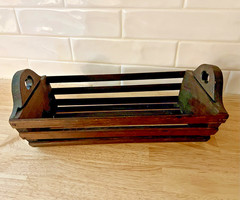 Vintage Widmer&rsquo;s Wine Cellars Wood Slat Basket Naples NY Rustic Home Decor 7×18&Prime;