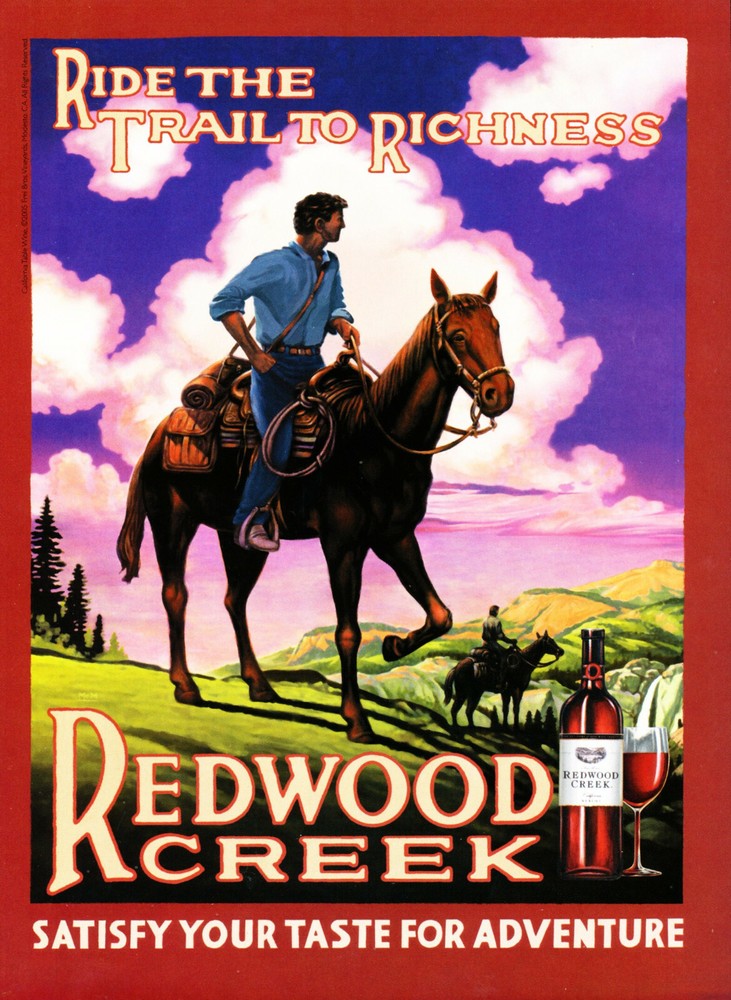 REDWOOD CREEK WINE AD #8 RARE 2005 OUT OF PRINT « RIDE THE WAY TO RICHNESS »