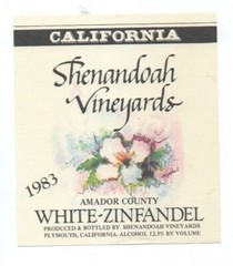 Original 1983 Shenandoah Vineyards California Wine LABEL White Zinfandel NOS